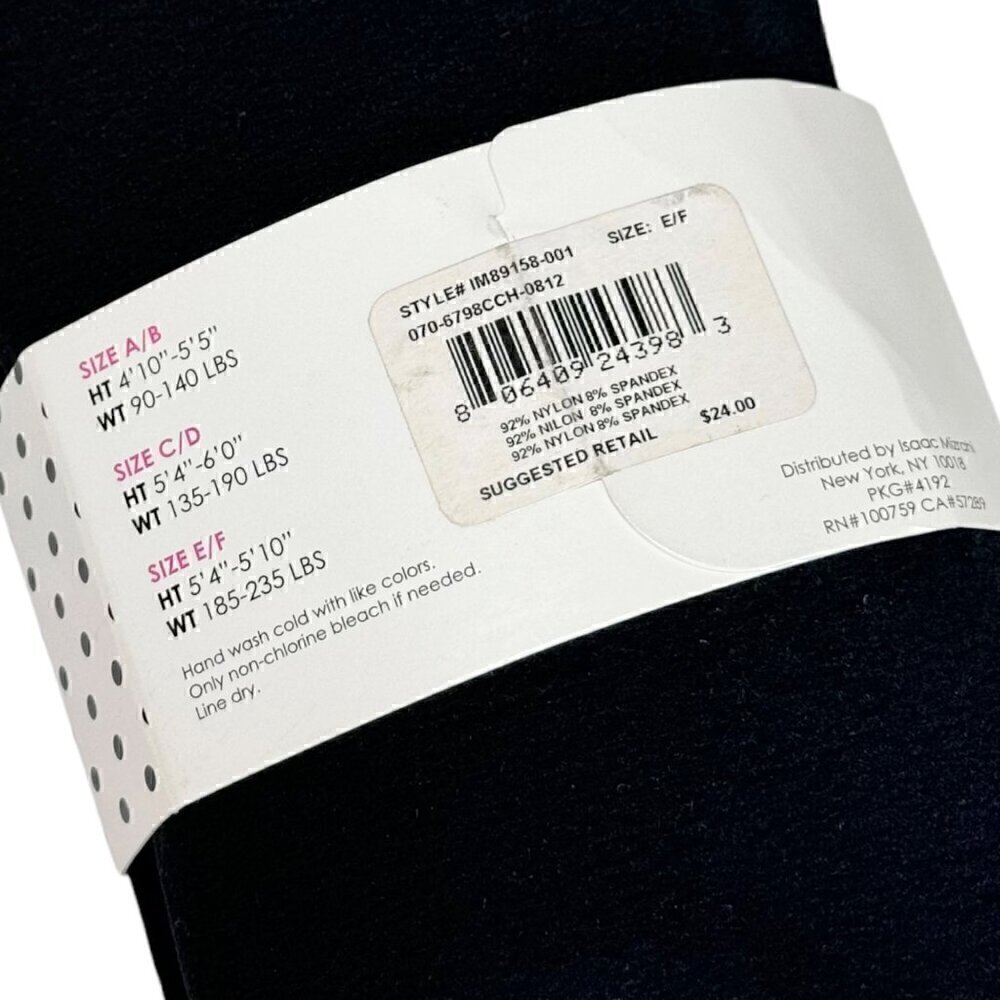 NEW Isaac Mizrahi Black Tights Sz. L 2PCs Opaque Stretch Control Top Fall Goth - Picture 7 of 8